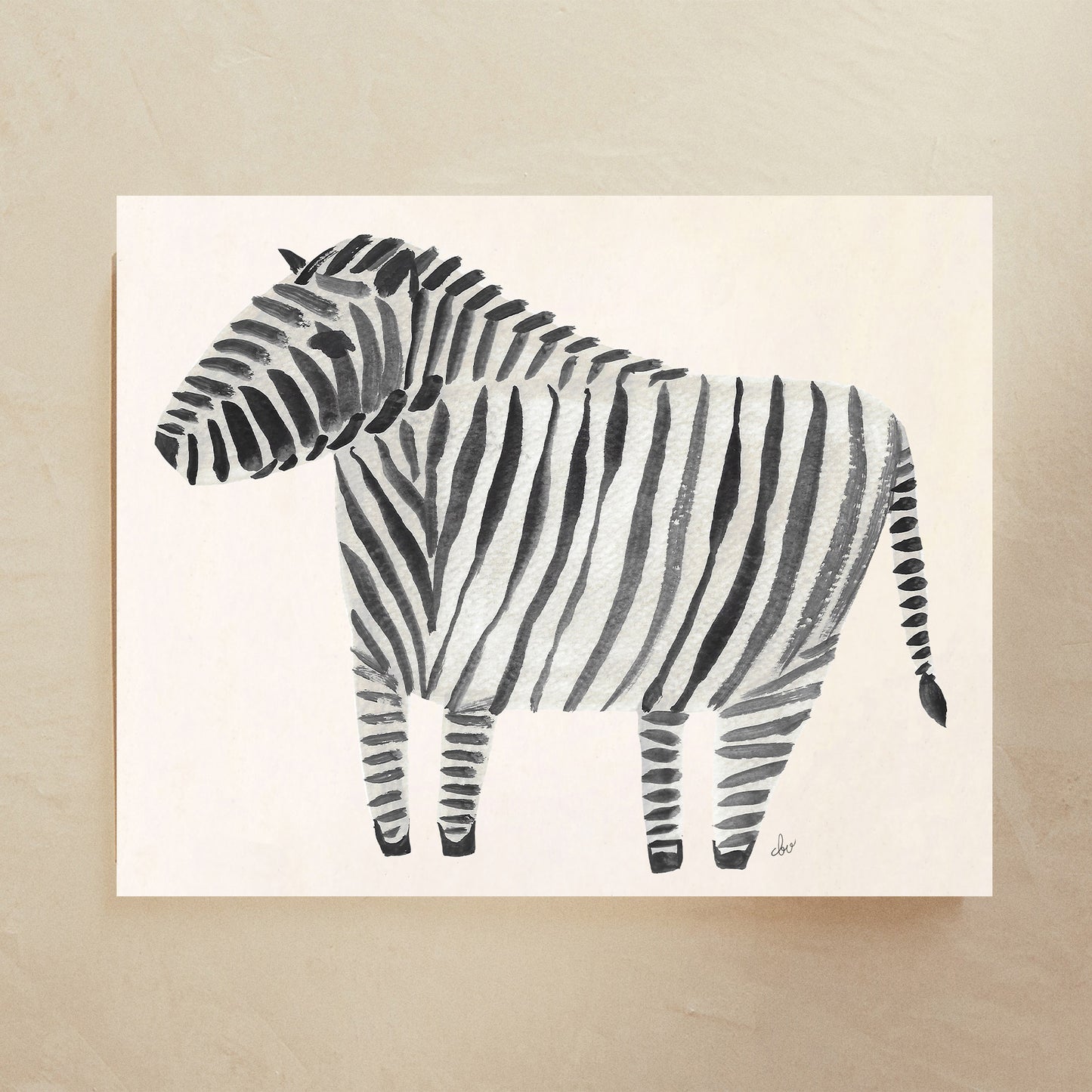 Illustration of a stylized zebra with bold black and white stripes.