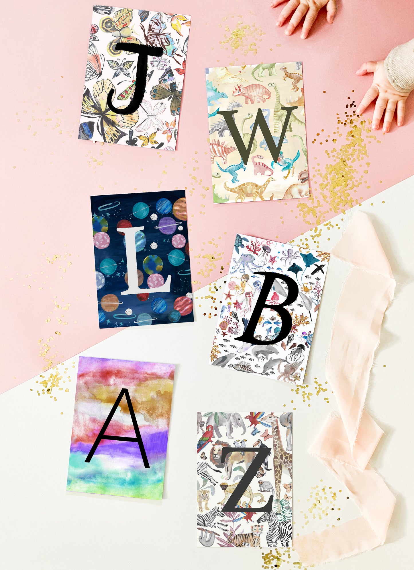 Space & Planets Initials Wall Art