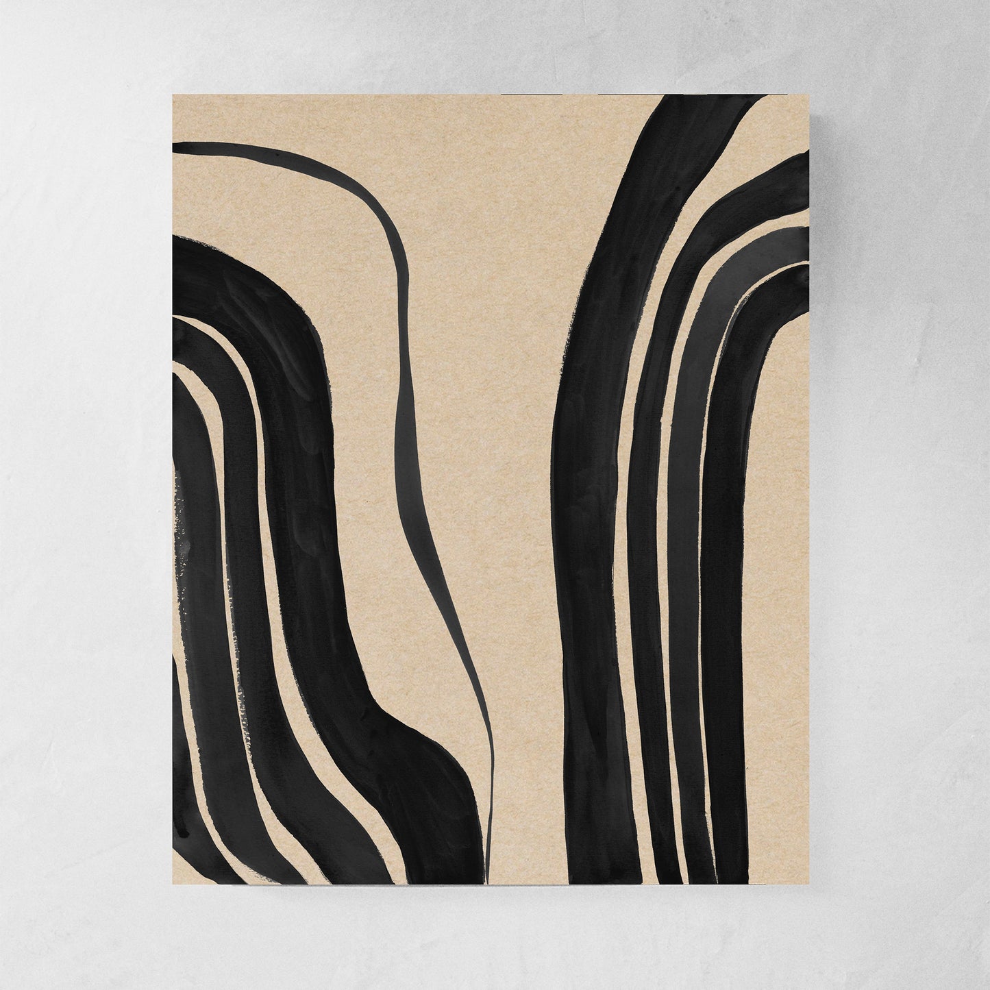 Abstract black lines on a beige background